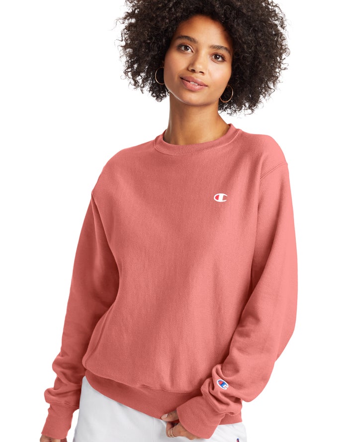 Champion Dame Sweatshirt Koral - Reverse Weave Boyfriend Crew - Danmark PDO-209845